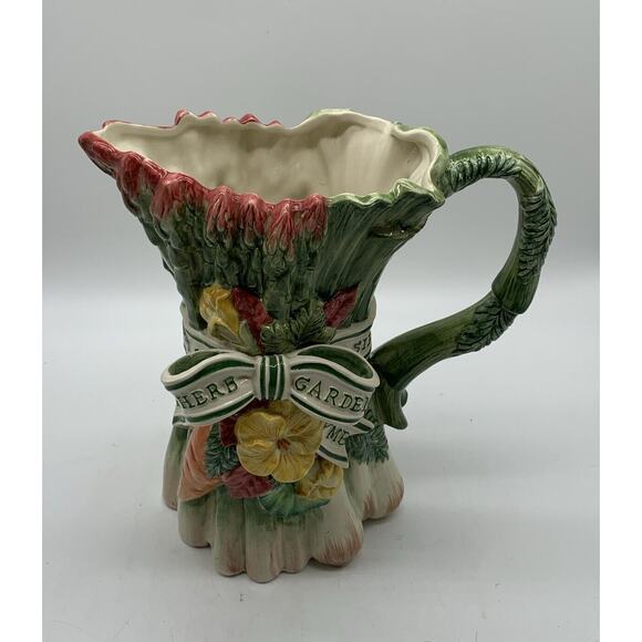Fitz and Floyd Herb Garden pitcher 1996 asparagus and vegetables 1.25 Qt #2181 - Picture 2 of 8